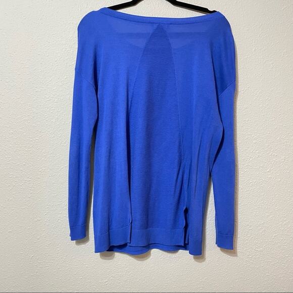 Trouvé Blue Crew Neck Lightweight Pullover Sweater S Cotton Modal Blend Longline - Picture 5 of 7
